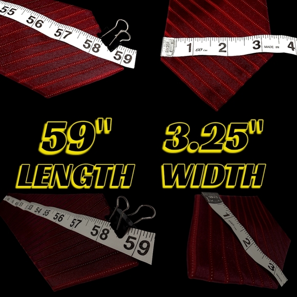 Calvin Klein Luxurious Woven Silk Tie | Traditional Diagonal Striped Red Necktie - Picture 14 of 15